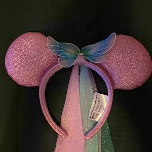 Purple Minnie ears with butterfly bow and veil Disney parks